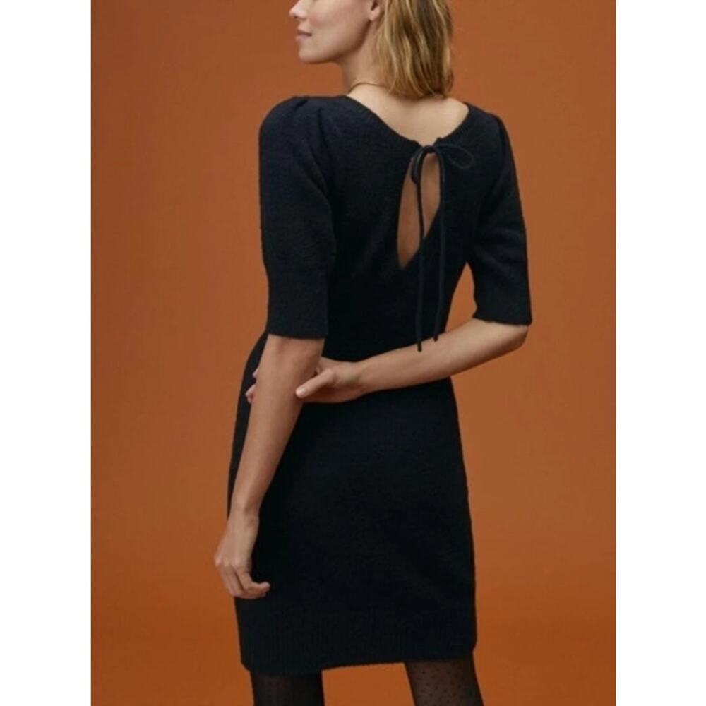 Daily Practice by Anthropologie Fuzzy Knit Mini Sweater Dress Black Size Medium